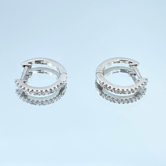 Diamond Huggie Hoop Earrings in 14K White Gold - L and L Jewelry