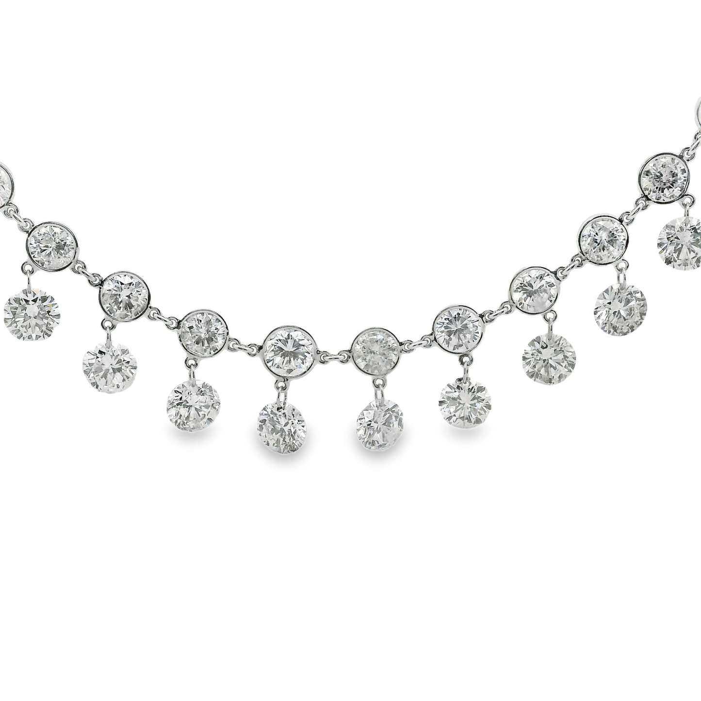 Single Layer Bezel Set and Floating Diamond Necklace