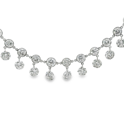 Single Layer Bezel Set and Floating Diamond Necklace