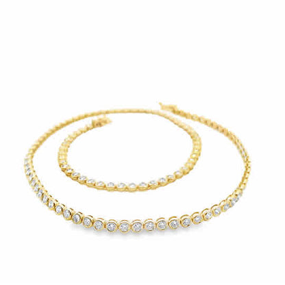 Round-Cut Diamond Bezel Tennis Necklace in 14K Gold