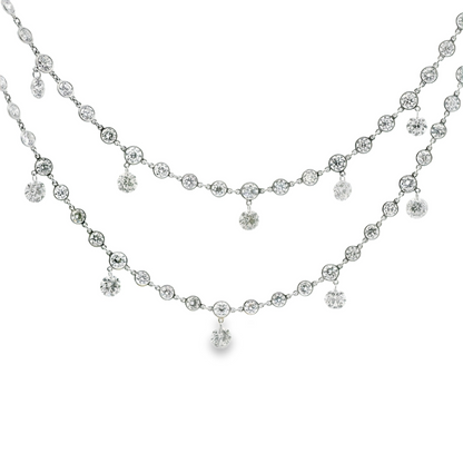 Multi Row Bezel and Floating Diamond Necklace