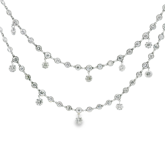 Multi Row Bezel and Floating Diamond Necklace
