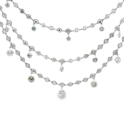 Multi Row Bezel and Floating Diamond Necklace
