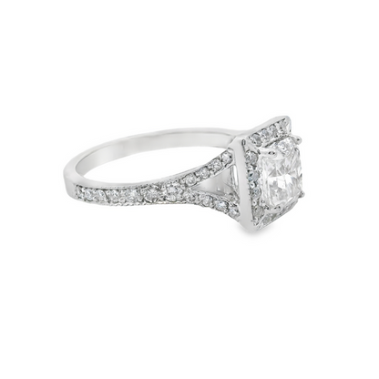 Split Shank Radiant-Cut Diamond Engagement Ring in 14K White Gold