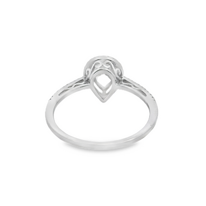 Halo Pear-Shaped Diamond Engagement Ring in 14K White Gold