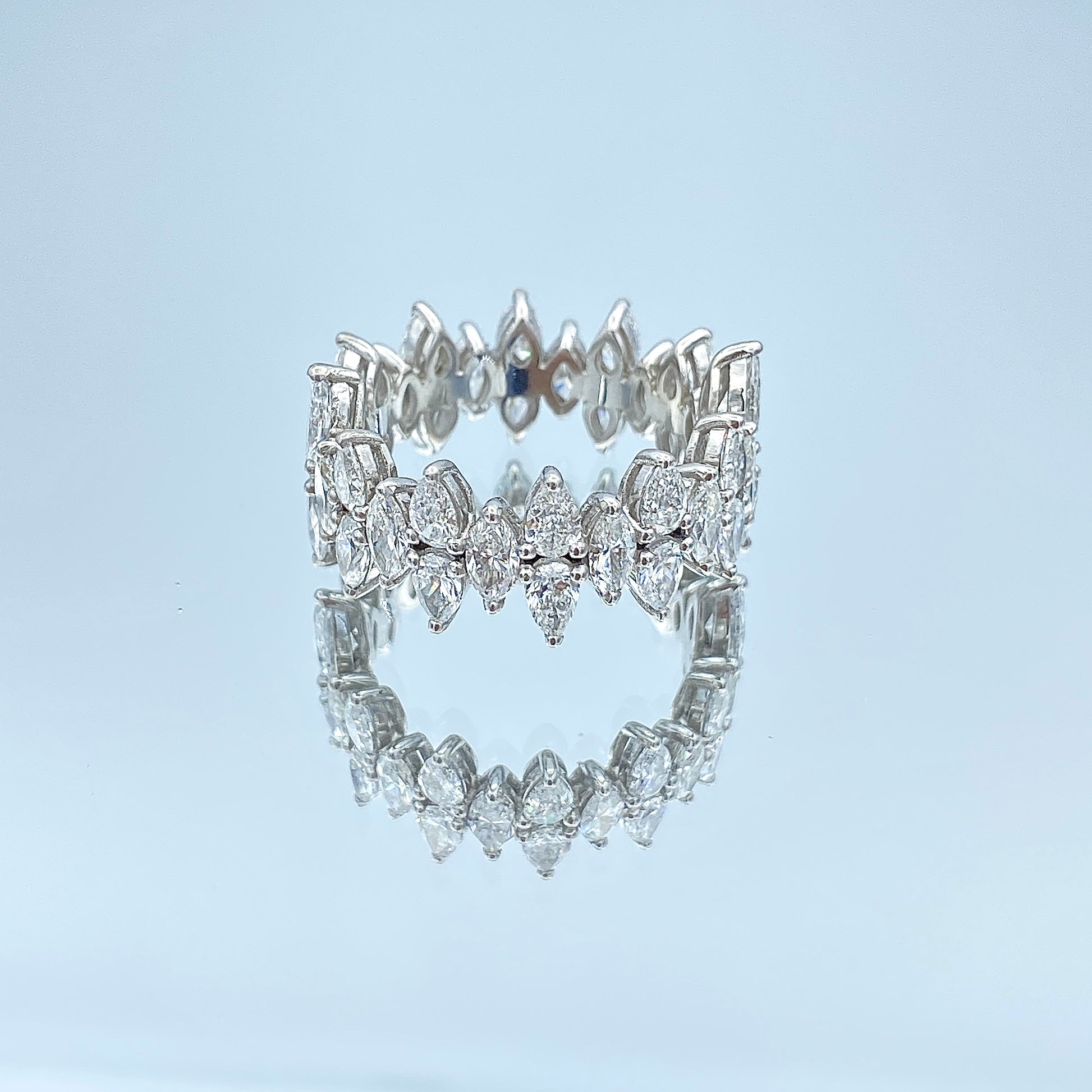 Marquise-Cut and Pear Shape Diamond Eternity Ring in Platinum - L and L Jewelry