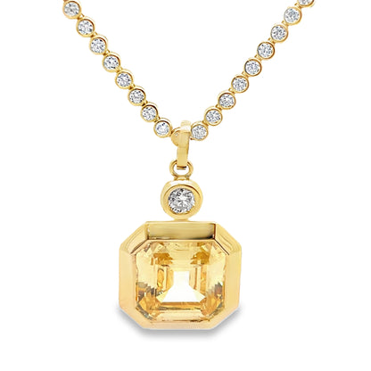 Round-Cut Diamond Bezel Tennis Necklace in 14K Gold