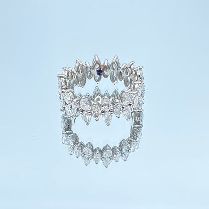 Marquise-Cut and Pear Shape Diamond Eternity Ring in Platinum - L and L Jewelry