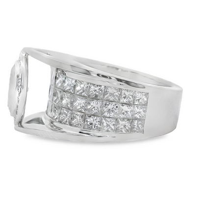 Unique Marquise-Cut and Princess-Cut Diamond Engagement Ring in Platinum