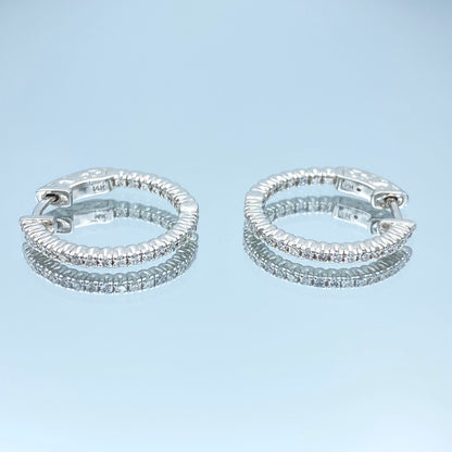 Inside-Out Diamond Hoop Earrings in 14K White Gold - L and L Jewelry