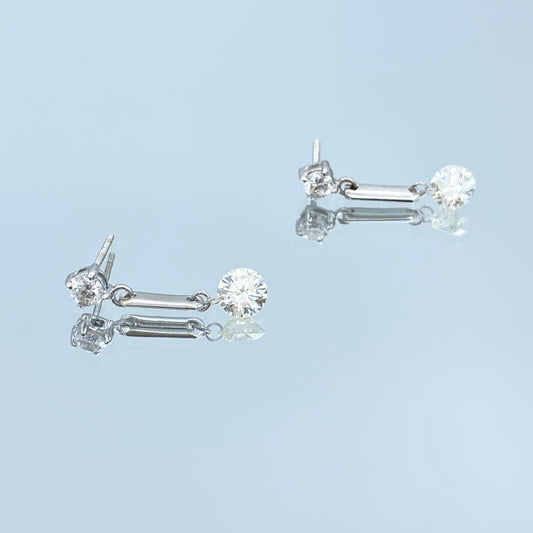 Floating Diamond Drop Earrings in 14K White Gold - L and L Jewelry