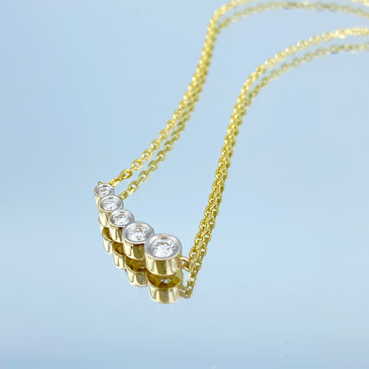 Five-Stone Diamond Necklace in 14K Yellow Gold - L and L Jewelry