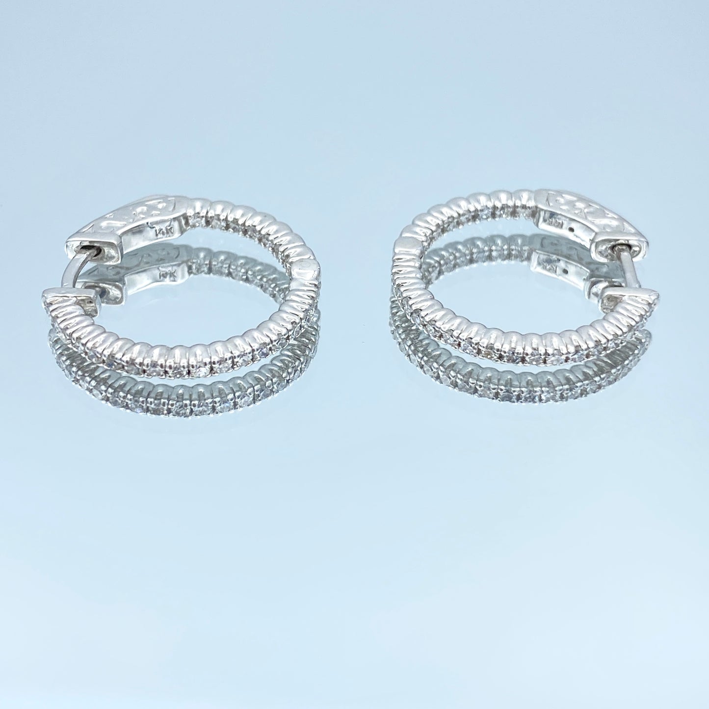 Inside-Out Diamond Hoop Earrings in 14K White Gold - L and L Jewelry