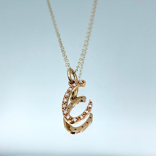 Round Brilliant-Cut Diamond Initial Necklace in 14K Rose Gold - L and L Jewelry