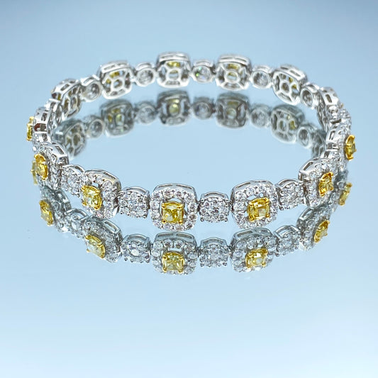 Canary Yellow Diamond and White Diamond Bracelet in 18K White Gold - L and L Jewelry