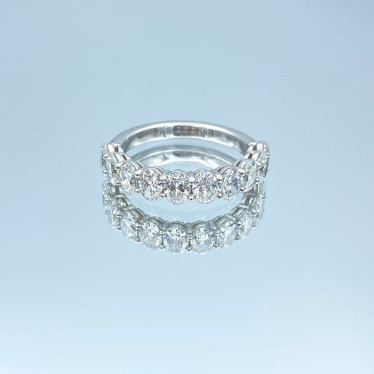 Oval-Cut Diamond Halfway Ring in 14K White Gold - L and L Jewelry