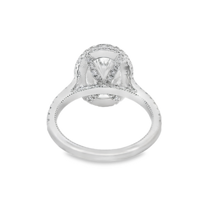 Oval-Cut Halo Diamond Engagement Ring in 14K White Gold