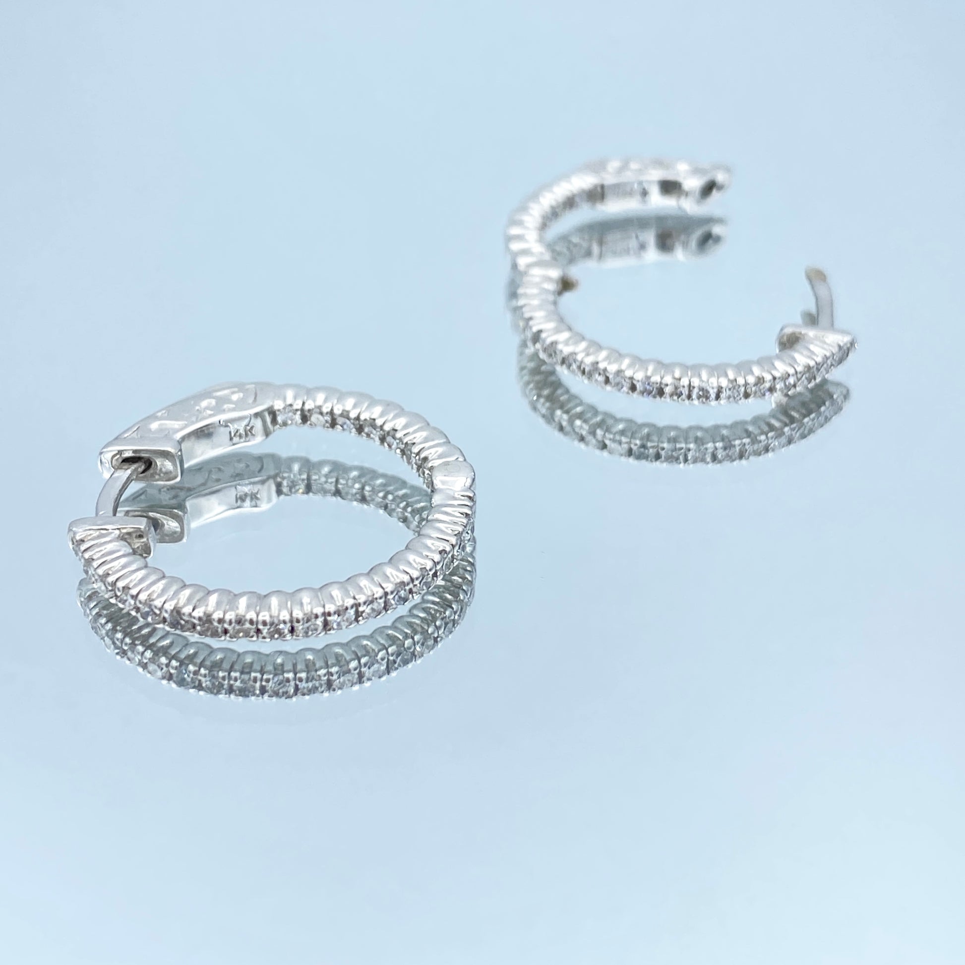 Inside-Out Diamond Hoop Earrings in 14K White Gold - L and L Jewelry