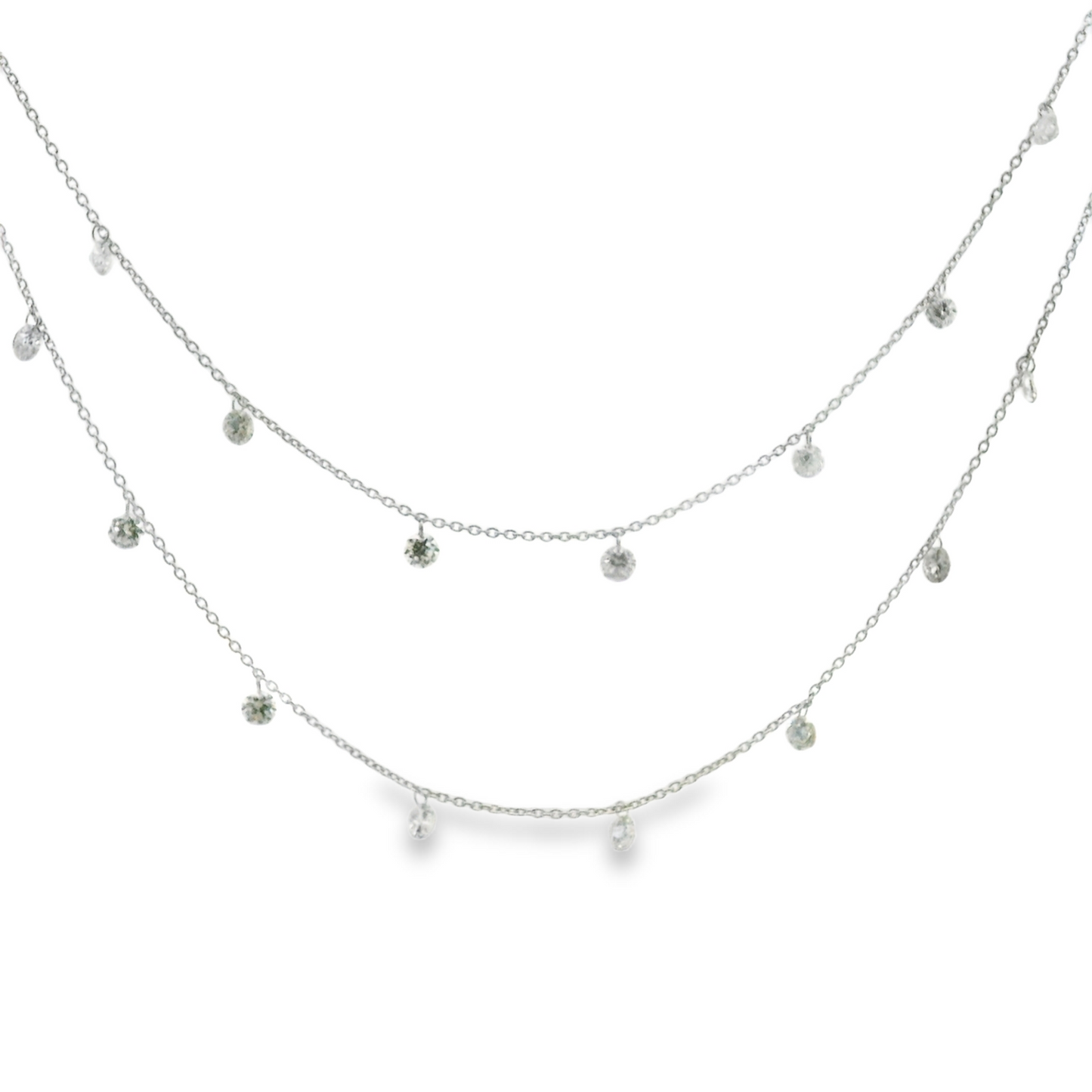 Multi Row Floating Diamond Necklace