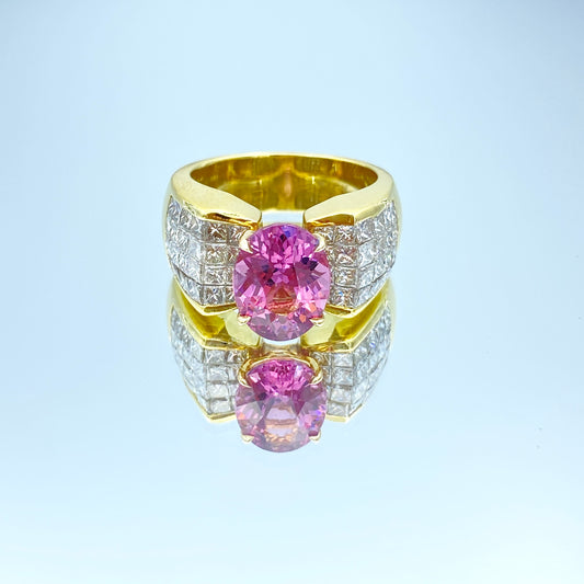 Tourmaline and Diamond Statement Ring in 18K Yellow Gold - L and L Jewelry