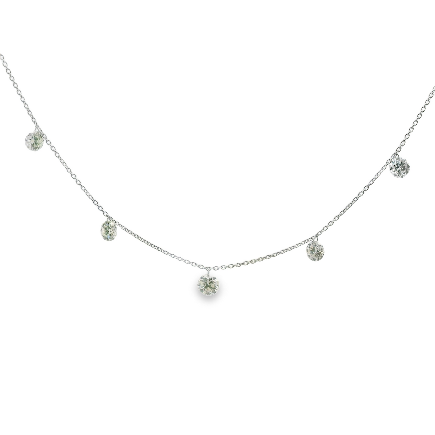 5 Stone Floating Diamond Necklace Chain