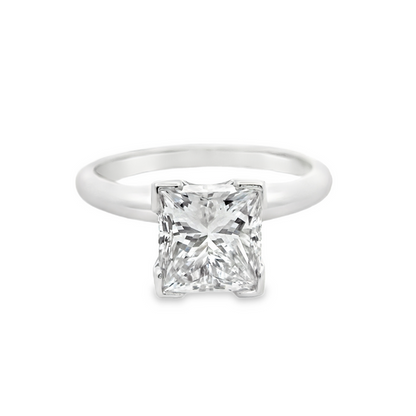Cathedral Princess-Cut Solitaire Engagement Ring in Platinum