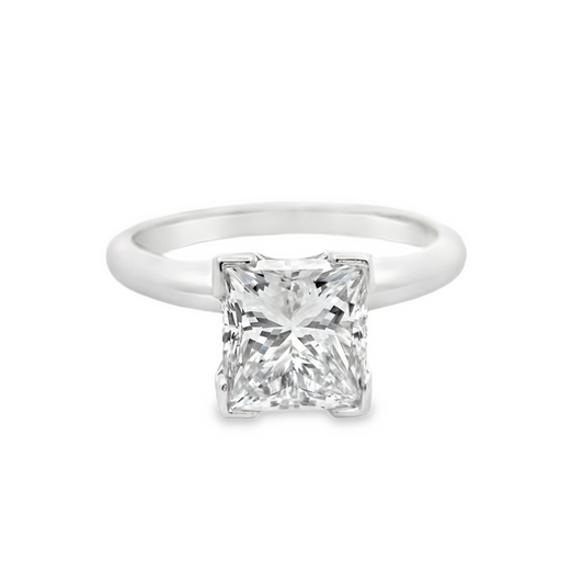 Cathedral Princess-Cut Solitaire Engagement Ring in Platinum