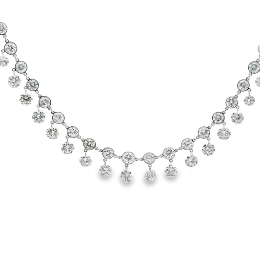 Single Layer Bezel Set and Floating Diamond Necklace