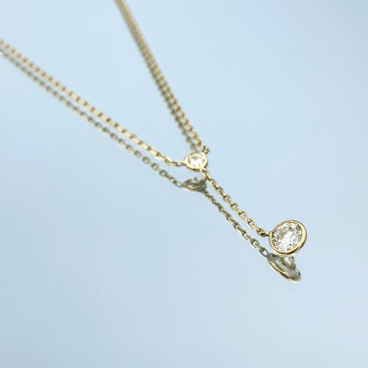 Round-Cut Diamond Lariat Necklace in 14K Yellow Gold - L and L Jewelry