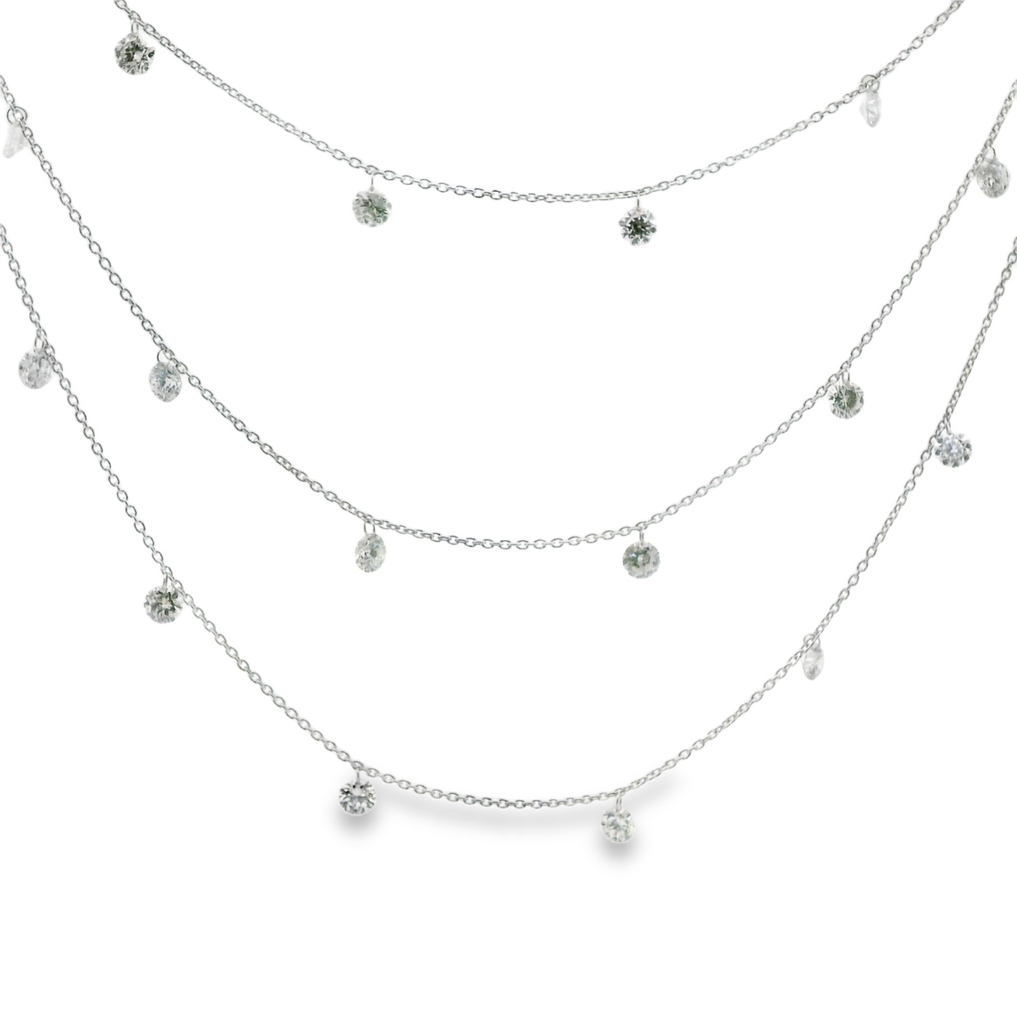 Multi Row Floating Diamond Necklace