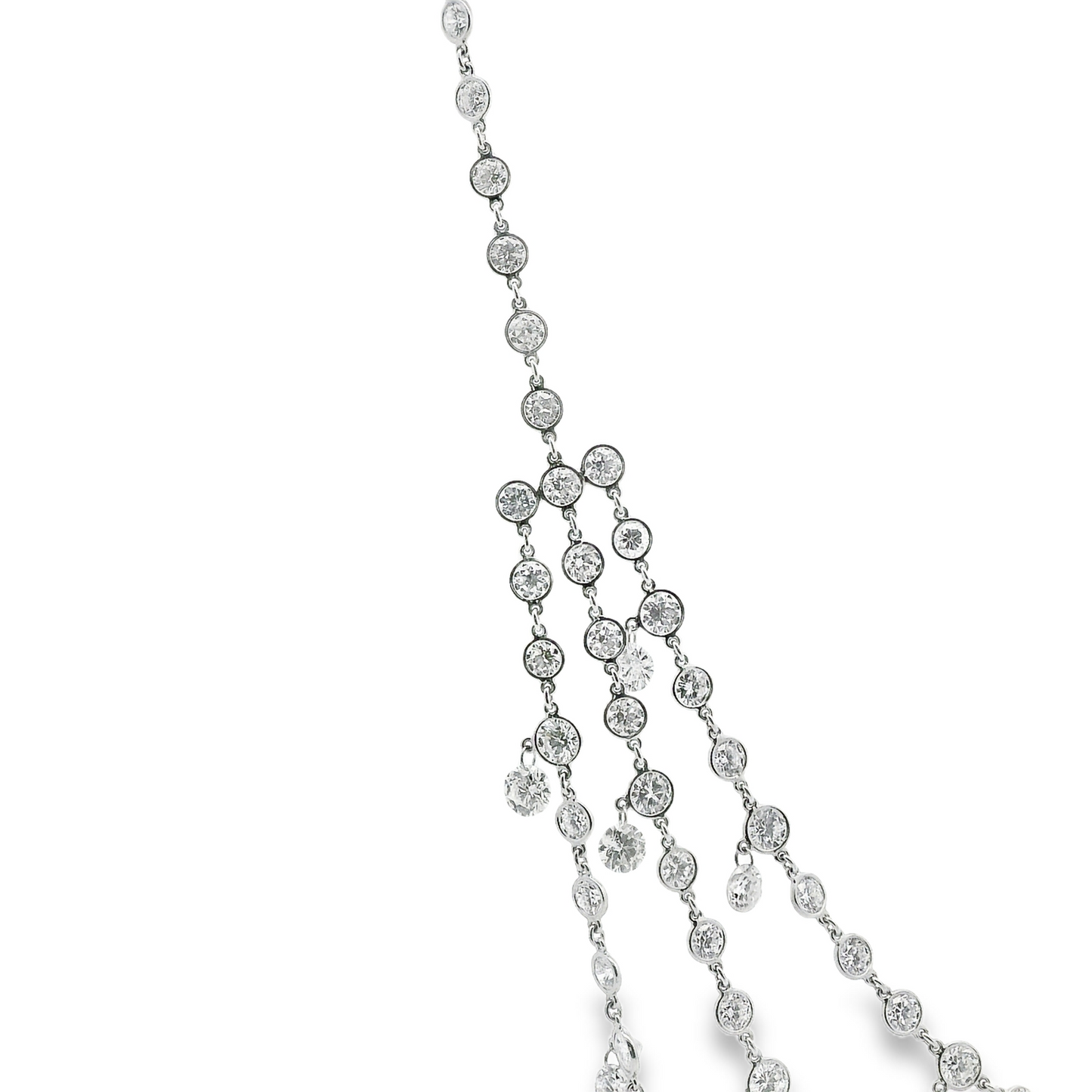 Multi Row Bezel and Floating Diamond Necklace