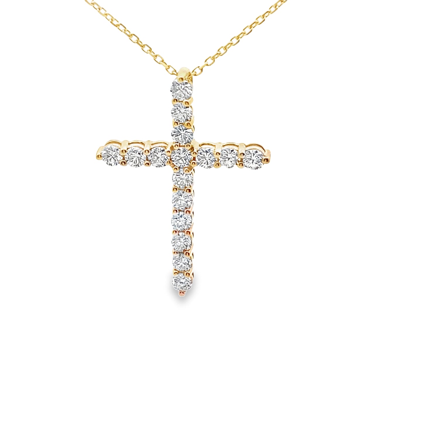 LKS Diamond Cross Pendant in 14K Gold