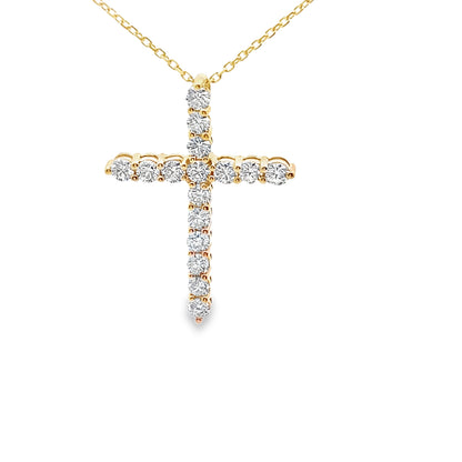 LKS Diamond Cross Pendant in 14K Gold