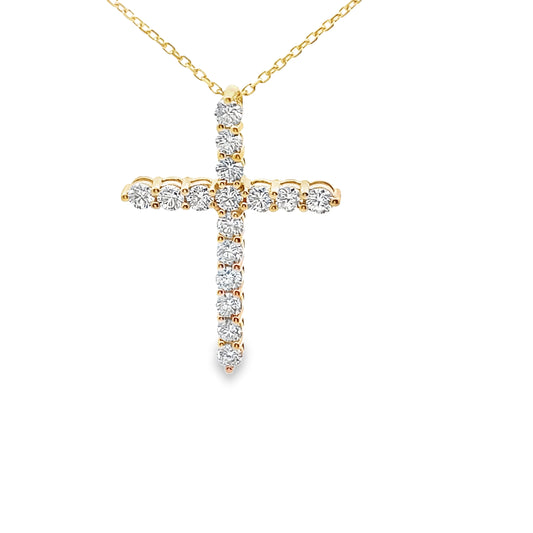 LKS Diamond Cross Pendant in 14K Gold