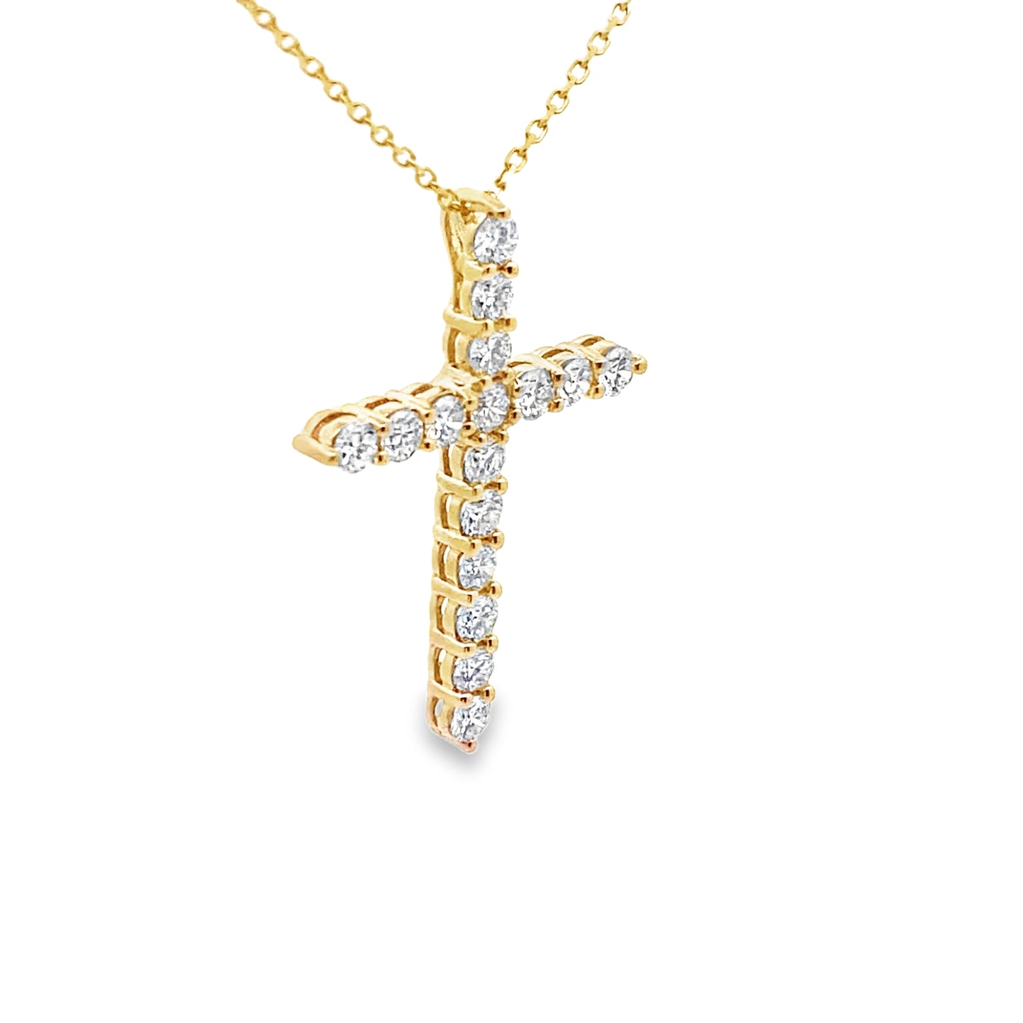LKS Diamond Cross Pendant in 14K Gold