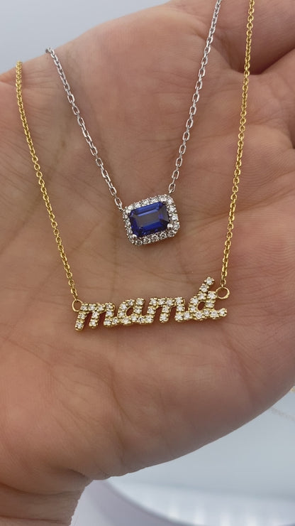 Mama Name Diamond Pendant Necklace in 14K Yellow Gold