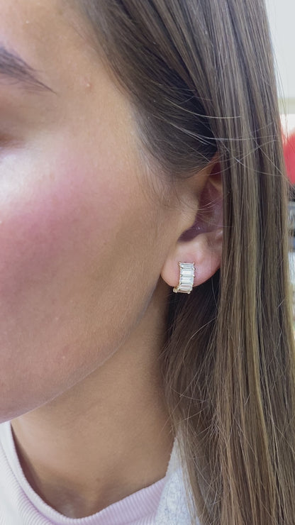 Emerald-Cut Diamond Huggies