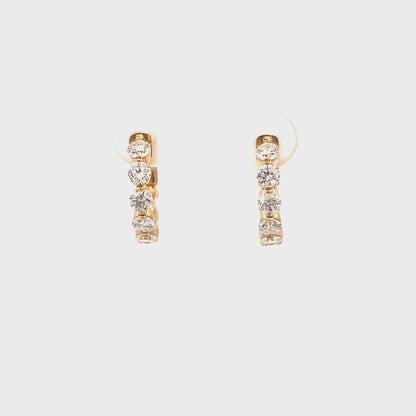 LKS Floating Diamond Hoop Earrings in 14K Yellow Gold