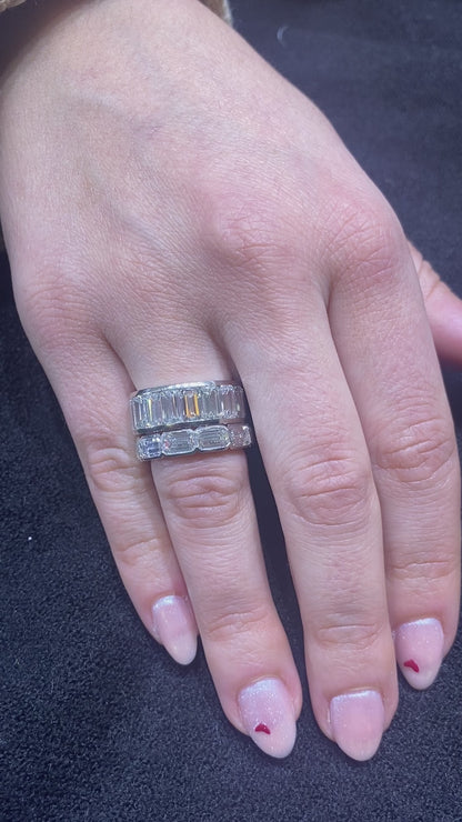 East-West Emerald Cut Diamond Eternity Band in 14K White Gold