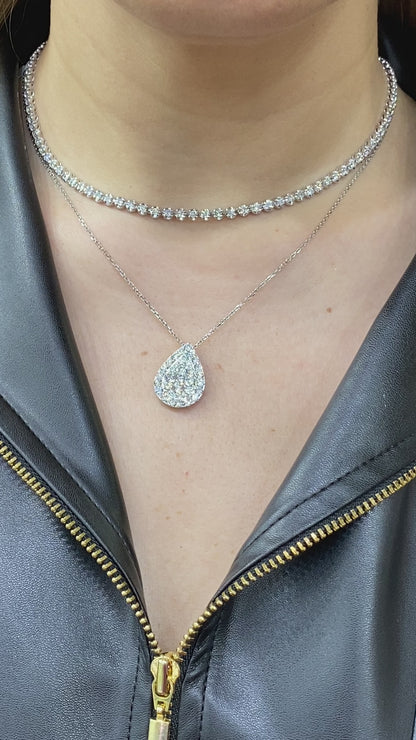 Teardrop Statement Pendant Necklace in 14K White Gold