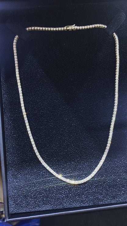 LKS Diamond Tennis Necklace in 14K Yellow Gold