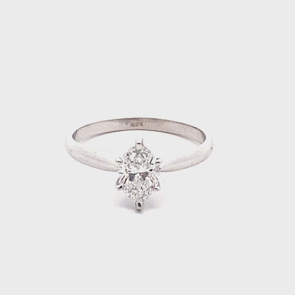Solitaire Marquise-Cut Diamond Engagement Ring in 14K White Gold
