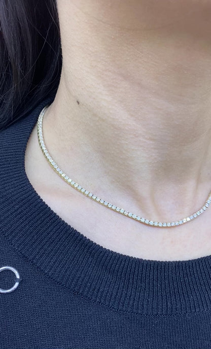 LKS Diamond Tennis Necklace in 14K Yellow Gold