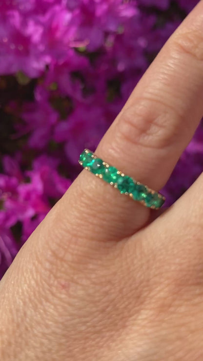 Round-Cut Emerald Eternity Ring in 14K Yellow Gold