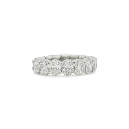 Halfway Oval Diamond Wedding Band in 14K Gold