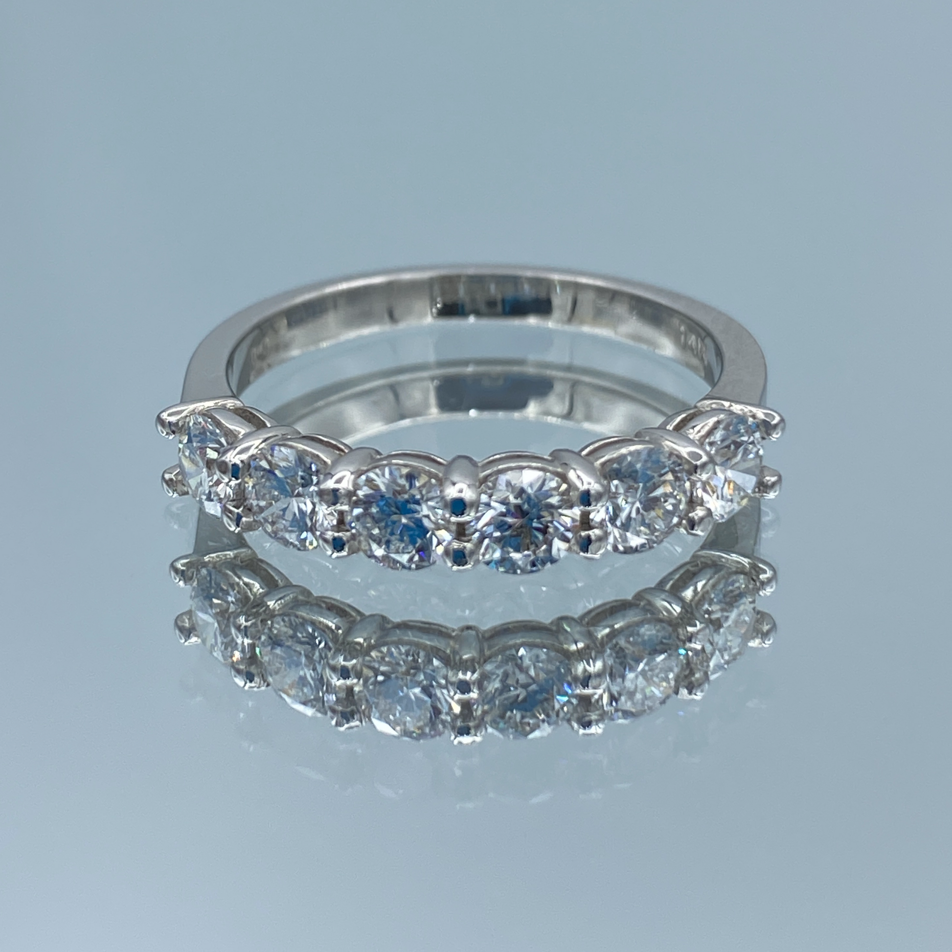 Six Stone Round Brilliant-Cut Diamond Ring in 14K White Gold - L and L Jewelry