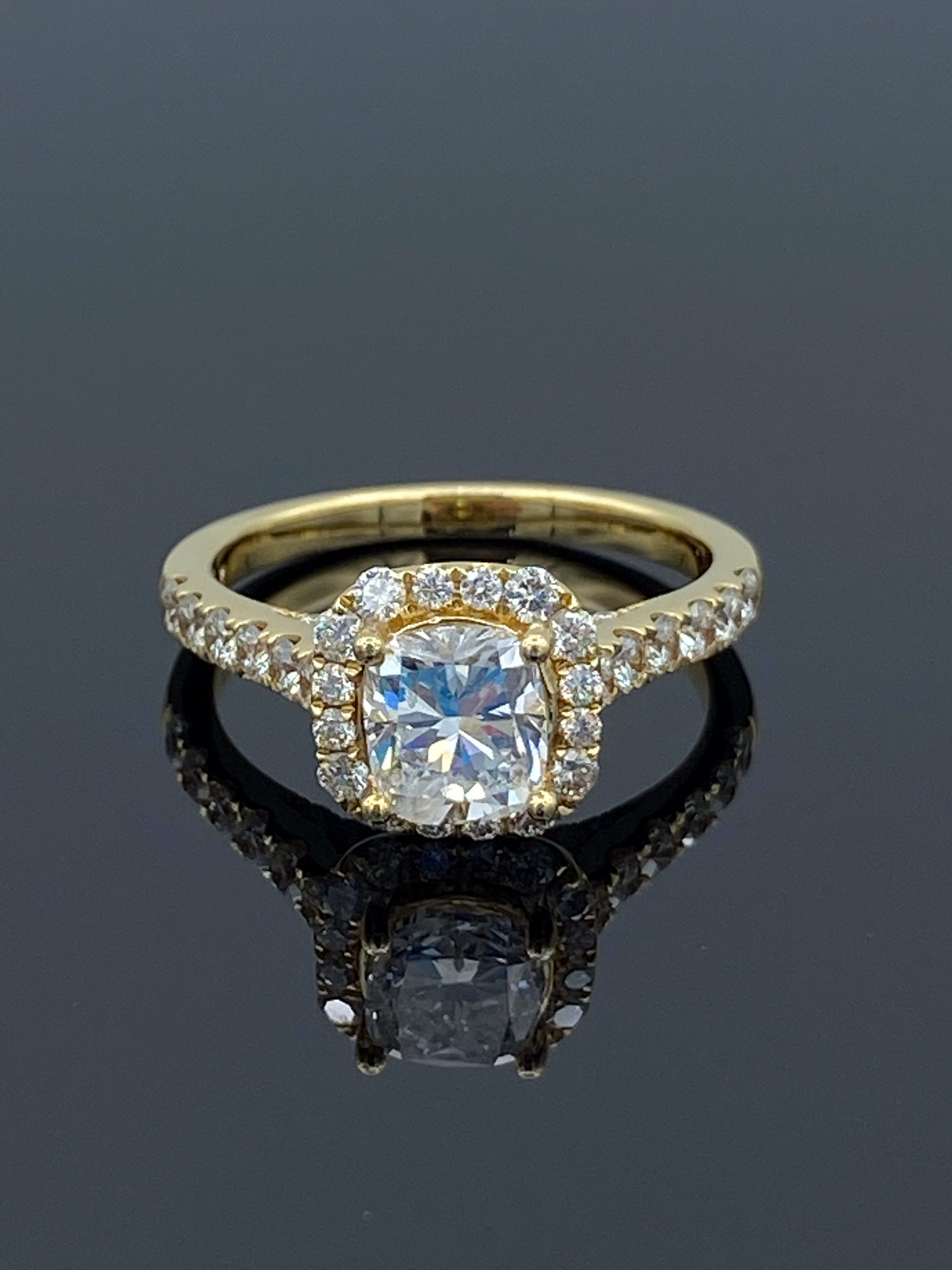Halo Diamond Engagement Ring in 18K Yellow Ring - L and L Jewelry
