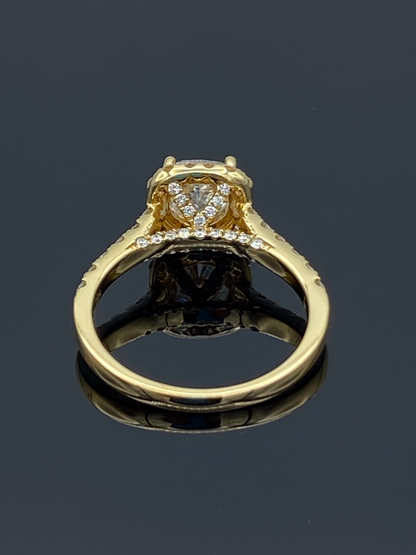 Halo Diamond Engagement Ring in 18K Yellow Ring - L and L Jewelry