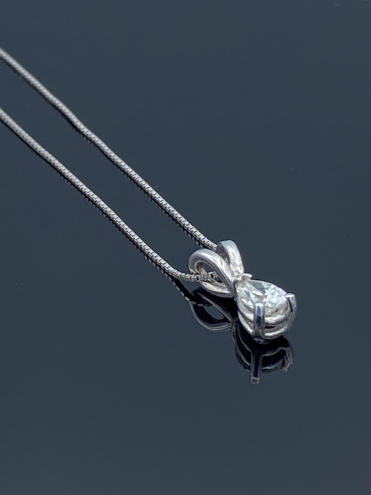 Pear-Cut Diamond Pendant in 14K White Gold - L and L Jewelry