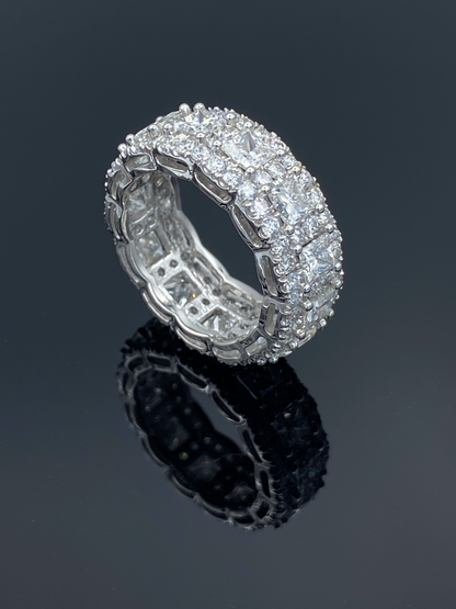 Princess-Cut and Round-Cut Diamond Eternity Ring in 14K White Gold - L and L Jewelry